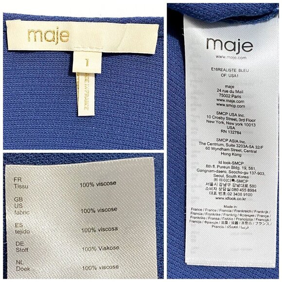 Maje Blue Realiste Crape Shift Dress Size Small (size 1 of 5) - Picture 4 of 14